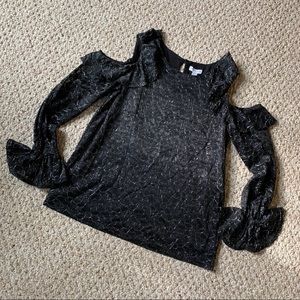 Beautiful black & silver peekaboo shoulder